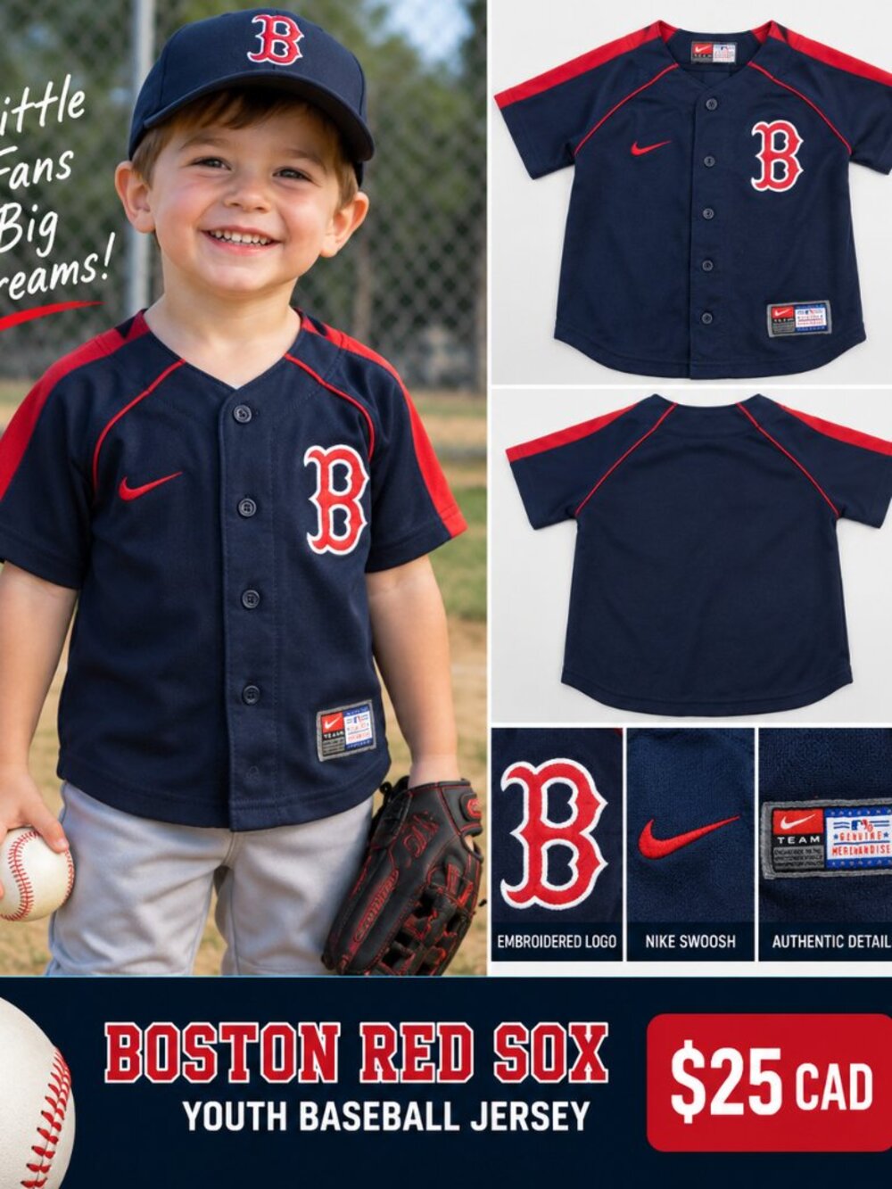 Nike Boston Red Sox MLB Youth Jersey – $25
